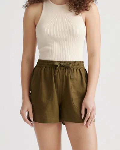 Quince Women's 100% European Linen Shorts In Martini Olive