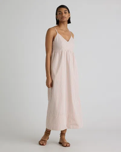 Quince Women's Sleeveless Maxi Dress In Terracotta Stripe