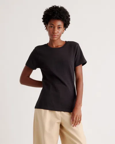 Quince Women's Slub Crewneck T-shirt In Black