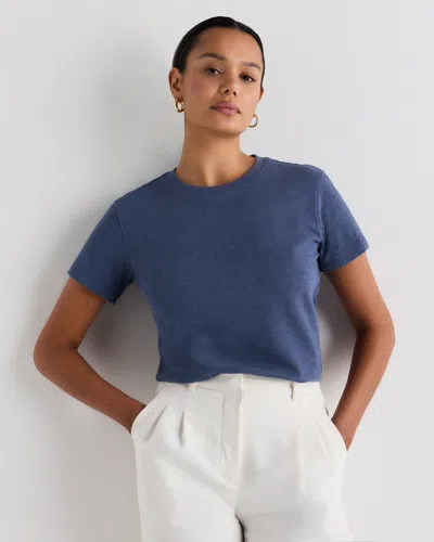 Quince Women's Slub Crewneck T-shirt In Blue