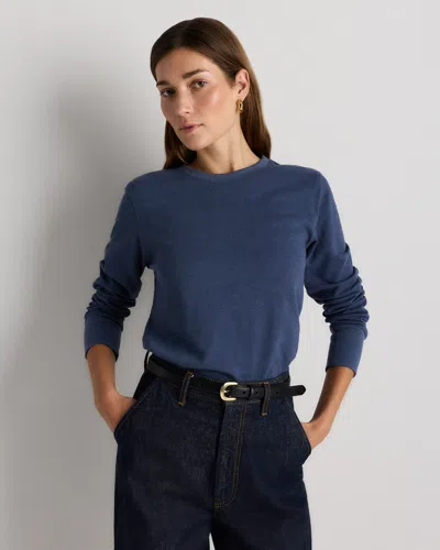Quince Women's Slub Long Sleeve T-shirt In Blue