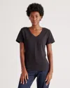Quince Women's Slub V-neck T-shirt In Black