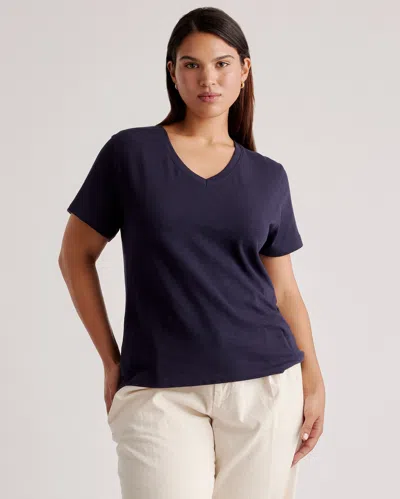 Quince Women's Slub V-neck T-shirt In Navy
