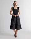 Quince Women's Poplin Smocked Midi Dress In Black