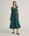 QUINCE WOMEN'S POPLIN SMOCKED MIDI DRESS