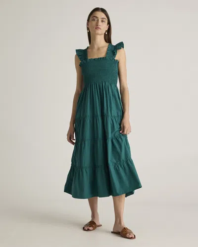 Quince Women's Smocked Midi Dress In Garden Green