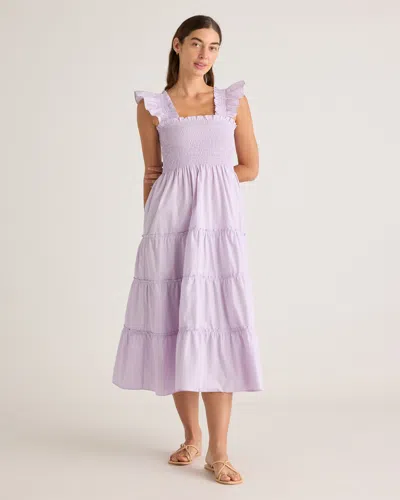 Quince Women's Poplin Smocked Midi Dress In Pastel Lilac