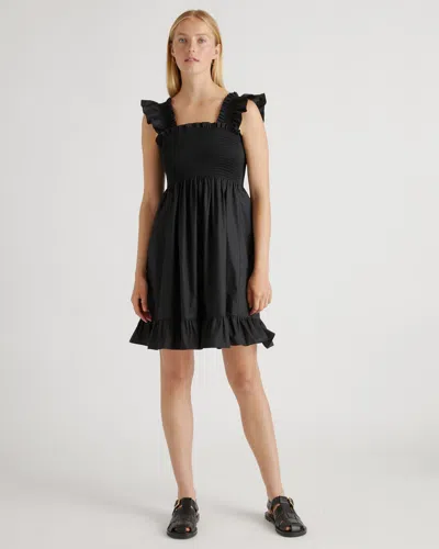 Quince Women's Smocked Mini Dress In Black