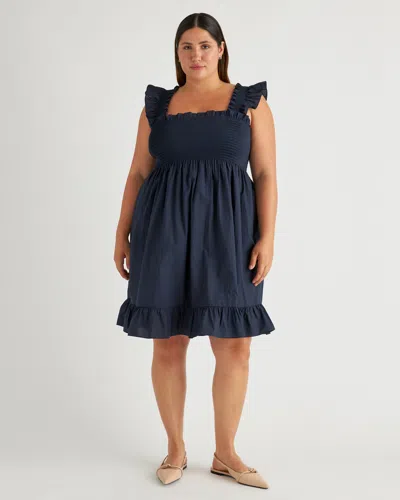 Quince Women's Smocked Mini Dress In Navy