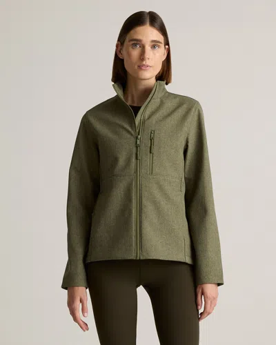 Quince Women's Softshell Fleece-lined Full-zip Jacket In Heather Olive Oil