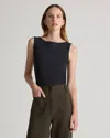 Quince Women's Stretch Cotton Jersey Boat Neck Tank Top In Black
