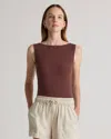 Shop Quince Women's Stretch Cotton Jersey Boat Neck Tank Top In Cocoa