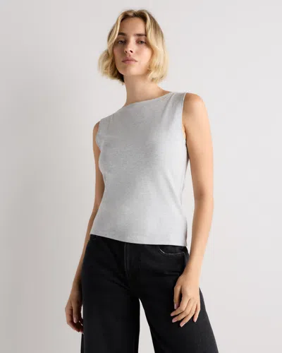 Quince Women's Stretch Cotton Jersey Boat Neck Tank Top In Gray