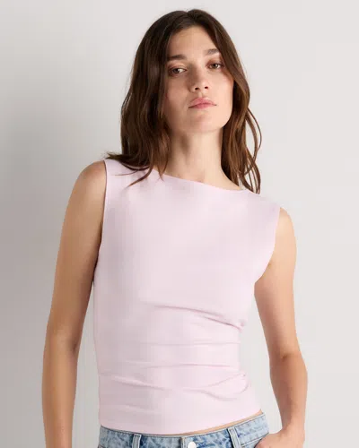 Quince Women's Stretch Cotton Jersey Boat Neck Tank Top In Pink
