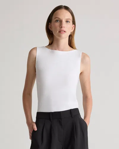 Quince Women's Stretch Cotton Jersey Boat Neck Tank Top In Soft White