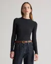Quince Women's Stretch Cotton Jersey Fitted Long Sleeve T-shirt In Black
