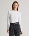 Quince Women's Stretch Cotton Jersey Fitted Long Sleeve T-shirt In Soft White