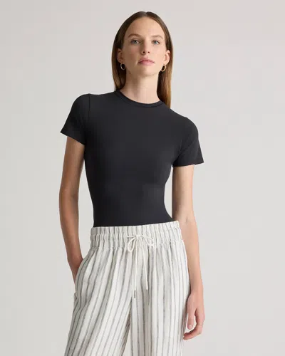 Quince Women's Stretch Cotton Jersey Fitted T-shirt In Black
