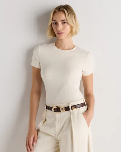 Quince Women's Stretch Cotton Jersey Fitted T-shirt In Linen White