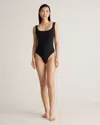 Quince Women's Stretch Cotton Jersey Square Neck Tank Top Bodysuit In Black