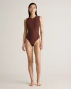 Quince Women's Stretch Cotton Jersey Square Neck Tank Top Bodysuit In Cocoa