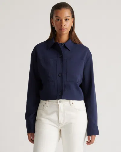 Quince Women's Stretch Crepe Cropped Jacket In Navy