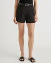 Quince Women's Stretch Crepe Pleated Shorts In Black