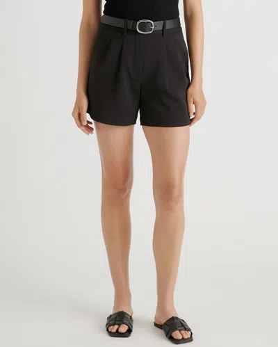 Quince Women's Stretch Crepe Pleated Shorts In Black