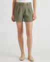 Quince Women's Stretch Crepe Pleated Shorts In Olive