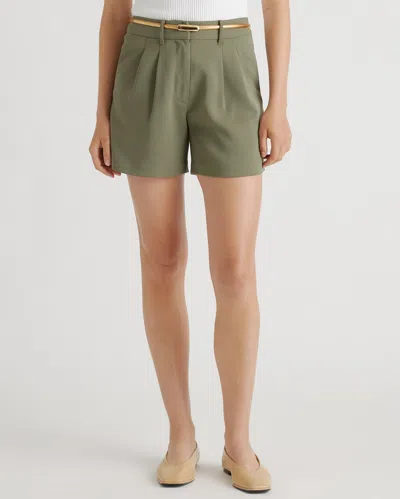 Quince Women's Stretch Crepe Pleated Shorts In Olive