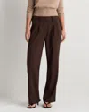 Quince Women's Stretch Crepe Pleated Wide Leg Pants In Brown