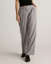 Quince Women's Stretch Crepe Pleated Wide Leg Pants In Coastal Grey