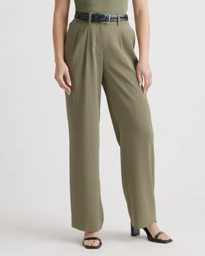 Quince Women's Stretch Crepe Pleated Wide Leg Pants In Olive