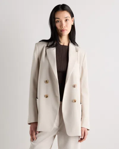 Quince Women's Stretch Crepe Relaxed Double-breasted Blazer In Neutral