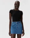 Quince Women's Stretch Denim Mini Skirt In Blue