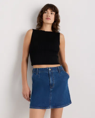 Quince Women's Stretch Denim Mini Skirt In Blue
