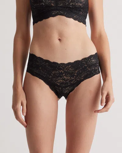 Quince Women's Stretch Lace Cheeky Brief In Black/clay