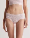 Quince Women's Stretch Lace Cheeky Brief In Black/pale Pink/ruby