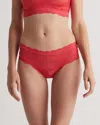 Quince Women's Stretch Lace Cheeky Brief In Clay/pale Pink/ruby