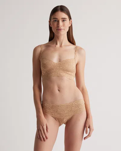 Quince Women's Stretch Lace Sweetheart Bralette In Clay/pale Pink