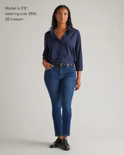Quince Women's Luna Stretch Slim Straight Jeans In Midnight Blue