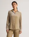 Quince Women's Stretch Silk Velvet Long Sleeve Shirt In Dogwood