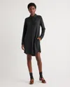 Quince Women's Stretch Sweater Fleece Shirt Dress In Black