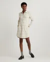 Quince Women's Stretch Sweater Fleece Shirt Dress In Oatmeal Check