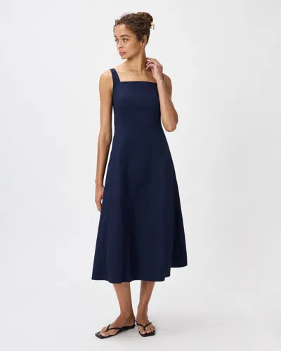 Quince Women's Stretch Twill Fit & Flare Midi Dress In Blue