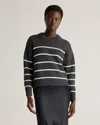 Quince Women's Striped Crew Sweater In Charcoal/ Off White Stripe