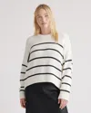Quince Women's Striped Crew Sweater In Ivory/black