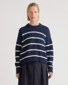 Quince Women's Striped Crew Sweater In Navy/white