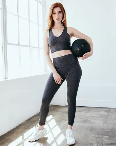 Quince Women's Super Soft Performance Cropped Tank Top In Heather Charcoal