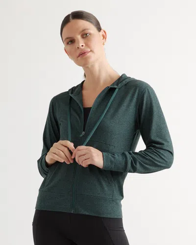 Quince Women's Super Soft Performance Full Zip Hoodie In Heather Green